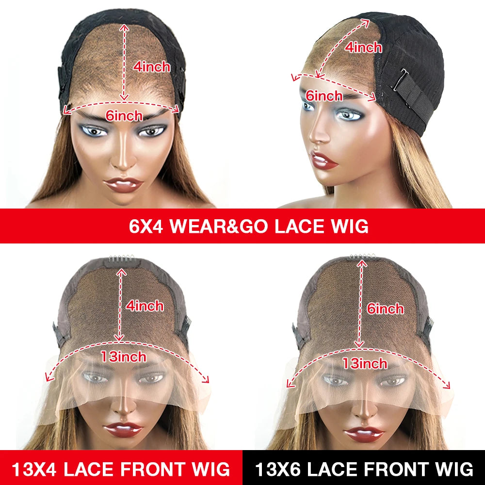 30 34 Inch 4/27 Highlight Ombre Bone Straight 13x4 HD Lace Front Human Hair Wig Brazilian Remy 13x6 Lace Frontal Wigs For Women