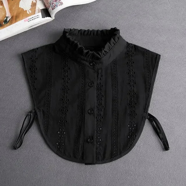 Fashion 2025 Front Tie White Fake Collar for Women Stand Detachable Collar Fake Girls Vintage Lace Ladies False Blouse Collar