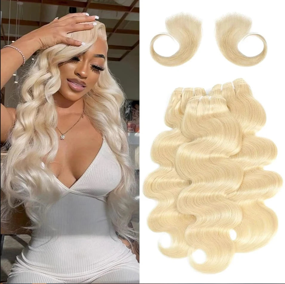 16A Human Hair Bundle Body Wave #613 Honey Blond Color Brazilian Hair Extensions Bundles Human Hair Weave for Women 3 Bundle De