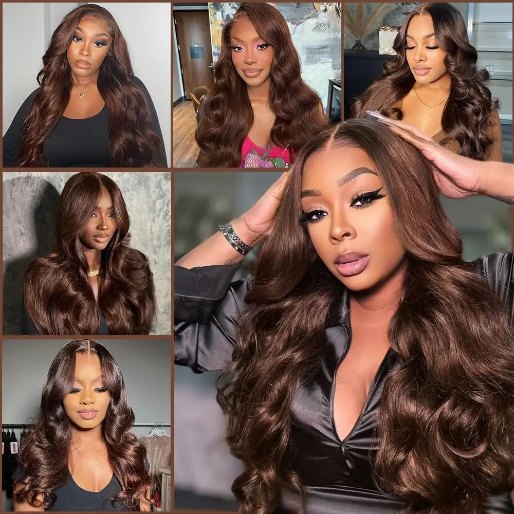30 36 Inch Chocolate Brown Human Hair Wigs 13x4 13x6 Body Wave Lace Front Wigs Human Hair Pre plucked Brazilian Remy Hair Wig