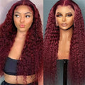 18-36 Inch Deep Wave Lace Frontal Wigs 13x4 13X6 Red Brazilian Curly HD Lace Front Wig 99J Burgundy Deep Curly Human Hair Wigs