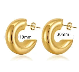 Luxury Shiny Zircon Hoop Earrings for Women Trendy Golden Stainless Steel Wed Ear Geometric Circle Earring Jewelry Pendientes