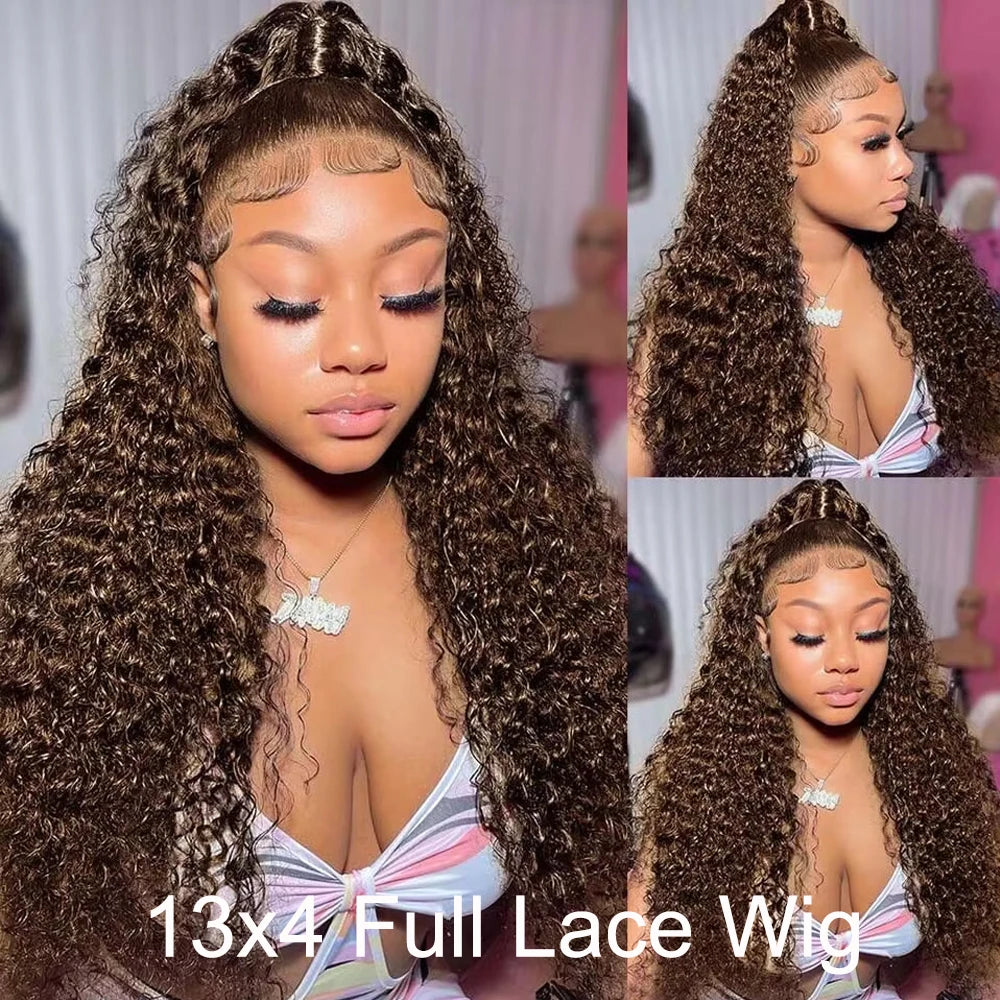 Jerry Curly 30 inch Chocolate Brown 13x6 HD Lace Front Wigs 13x4 Transparent Lace Frontal Human Hair Wig For Women Pre Plucked