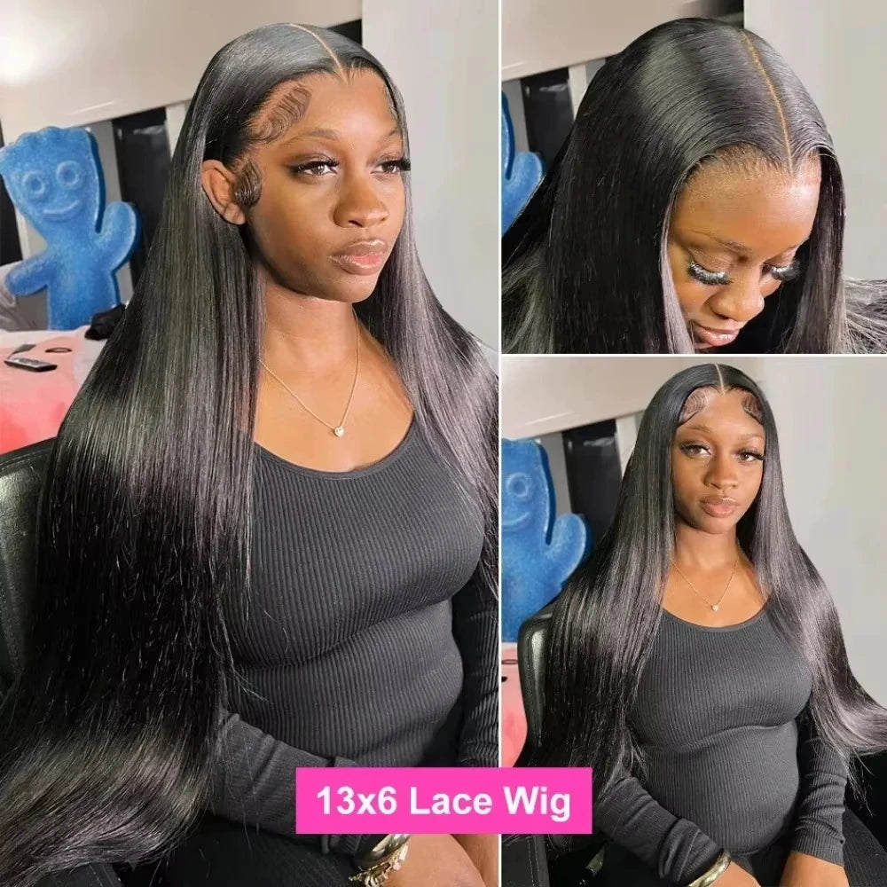 Lafino 200% Density Hd Lace Wig 13x6 Human Hair Straight 13x4 Lace Front Wig Human Hair Bone Straight Black Wig Brazilian Hair