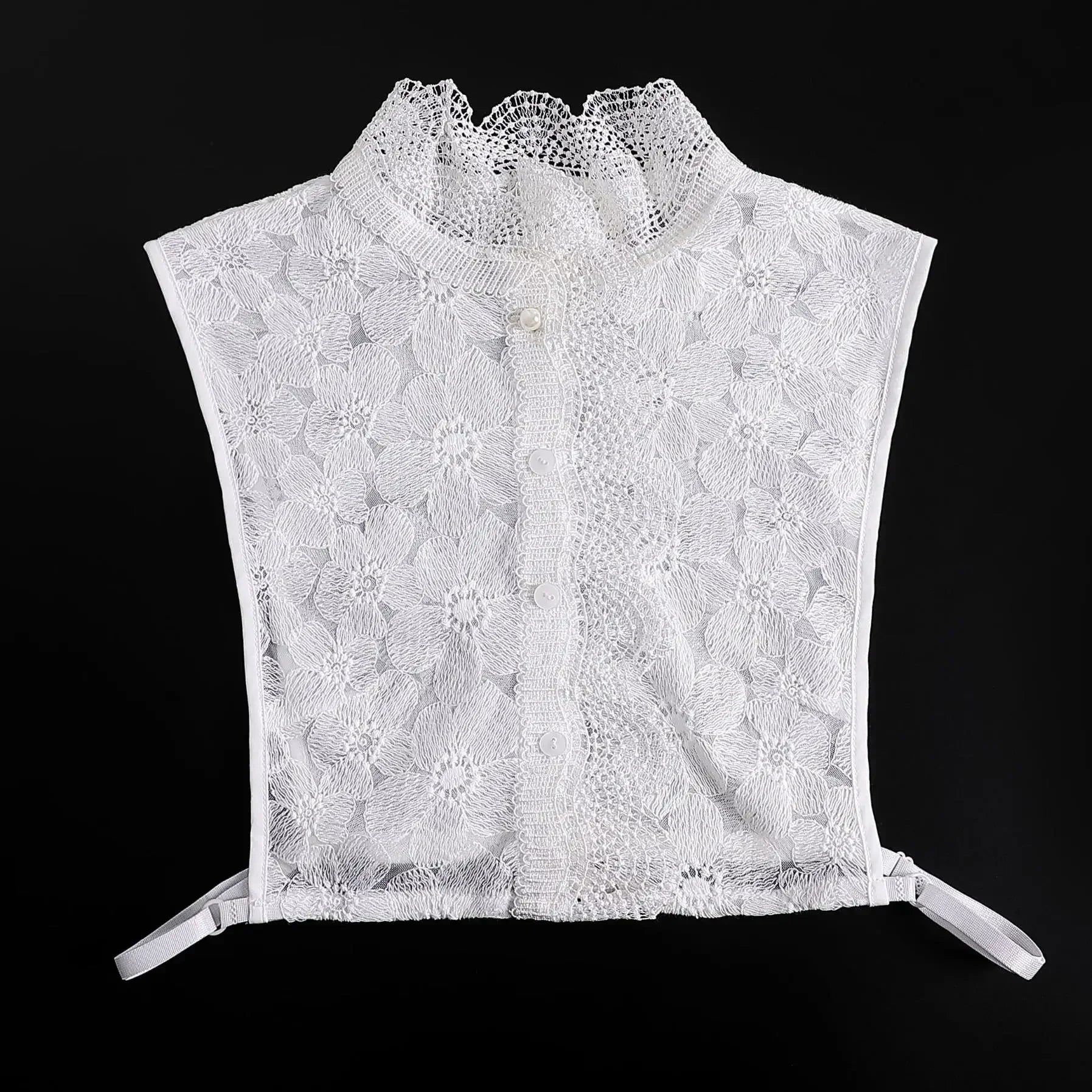 Fashion 2025 Front Tie White Fake Collar for Women Stand Detachable Collar Fake Girls Vintage Lace Ladies False Blouse Collar
