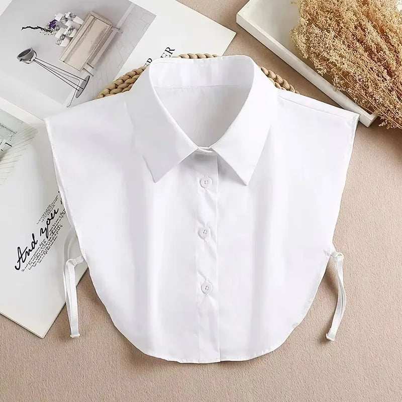 Fashion 2025 Front Tie White Fake Collar for Women Stand Detachable Collar Fake Girls Vintage Lace Ladies False Blouse Collar