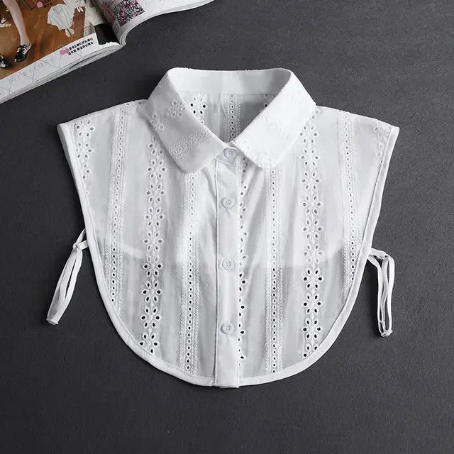 Fashion 2025 Front Tie White Fake Collar for Women Stand Detachable Collar Fake Girls Vintage Lace Ladies False Blouse Collar