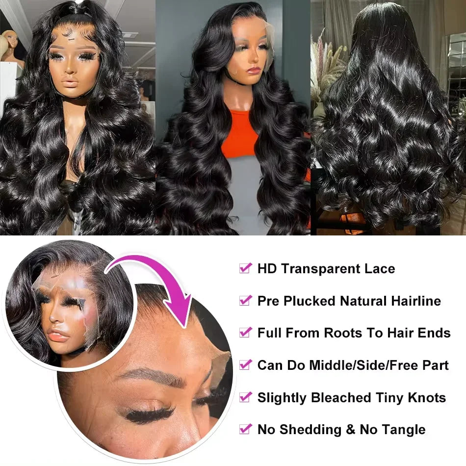 30 36 Inch 200 Density Frontal Wig For Black Women Brazilian Body Wave Wigs Human Hair Hair13x4 13x6 HD Transparent Front Wigs