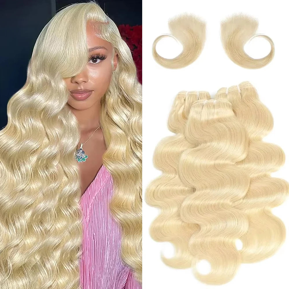 16A Human Hair Bundle Body Wave #613 Honey Blond Color Brazilian Hair Extensions Bundles Human Hair Weave for Women 3 Bundle De