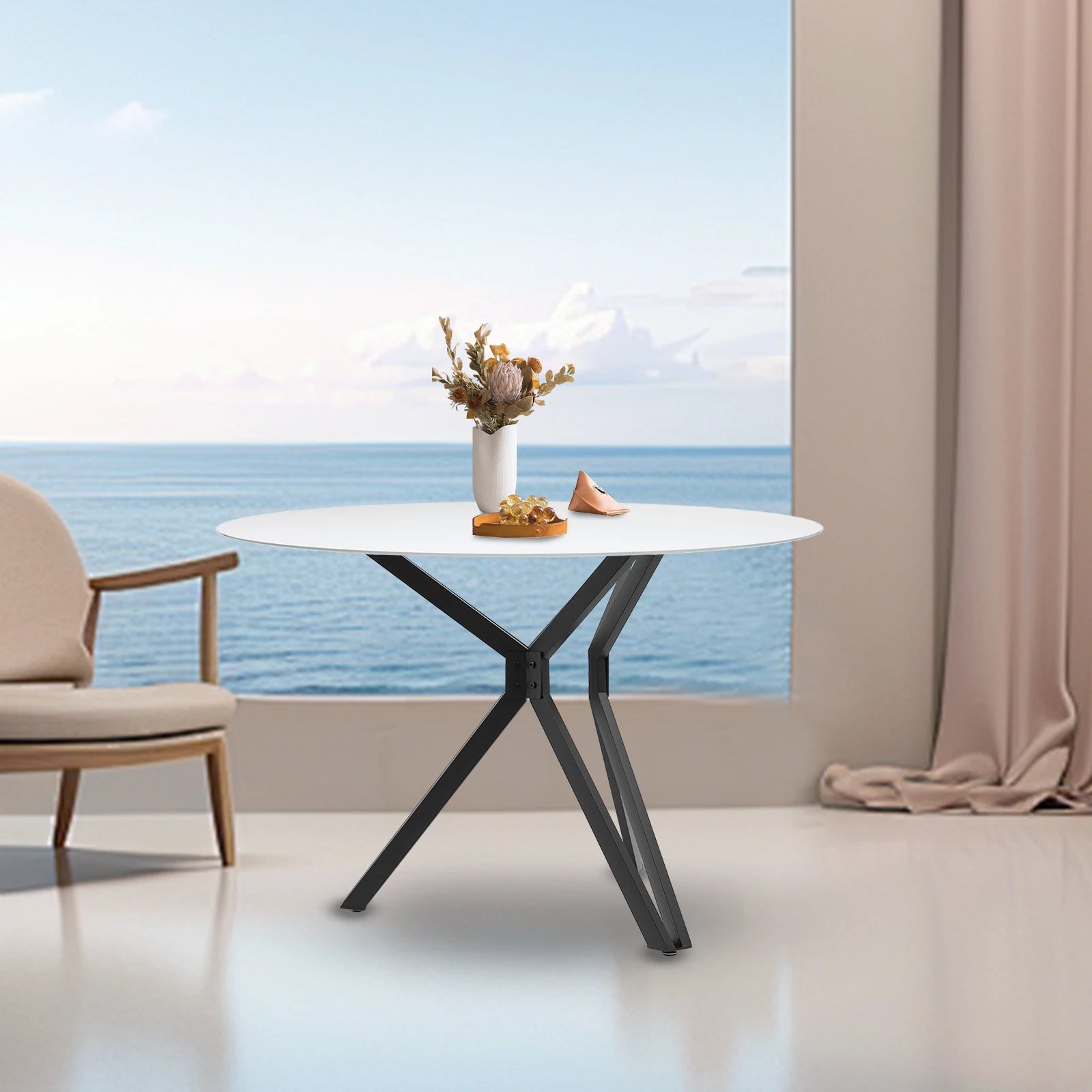 Iron Metal Table Legs, Triangular Cross Stable Structure,Excellent Load-Bearing Capacity,Modern Table Base Table Assitant
