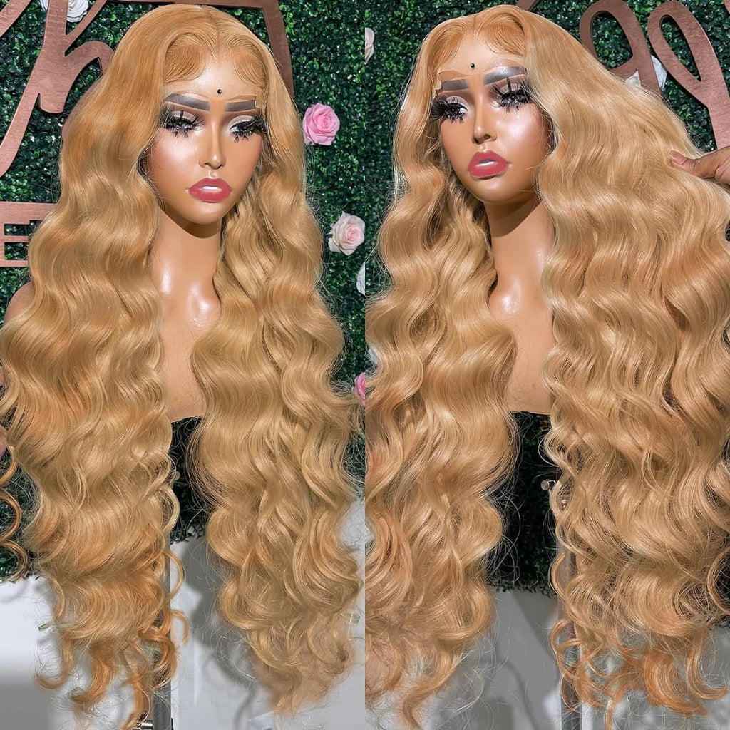 Honey Blonde #27 Color Body Wave Lace Front Human Hair Wig 13x6 13x4 Hd Frontal Brazilian Highlight Wigs For Women 30 34 Inch