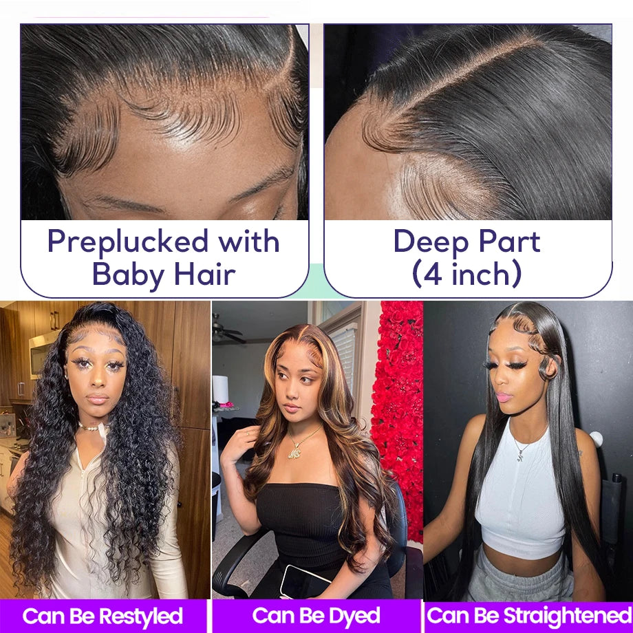 30 34 Inch 13x6 Hd Lace Bone Straight Frontal Wig Pre Plucked Brazilian Remy Hair 13x4 Lace Front Human Hair Wigs For Women