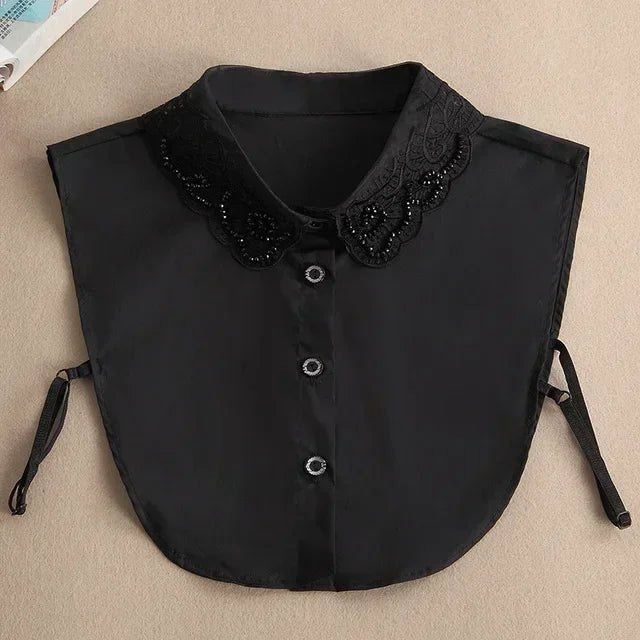 Fashion 2025 Front Tie White Fake Collar for Women Stand Detachable Collar Fake Girls Vintage Lace Ladies False Blouse Collar