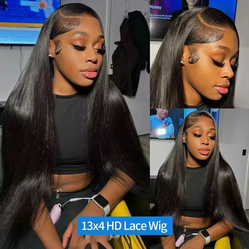 High Density 13x6 Hd Lace Frontal Wig Black Bone Straight Human Hair 30 40 Inch 13x4 Lace Front Brazilian Wigs For Women Choice