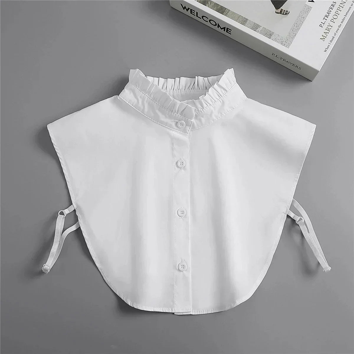 Fashion 2025 Front Tie White Fake Collar for Women Stand Detachable Collar Fake Girls Vintage Lace Ladies False Blouse Collar