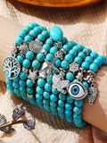 10Pcs Green Stone Bracelets with Charm Boho Style Beach Style BFF Bracelets