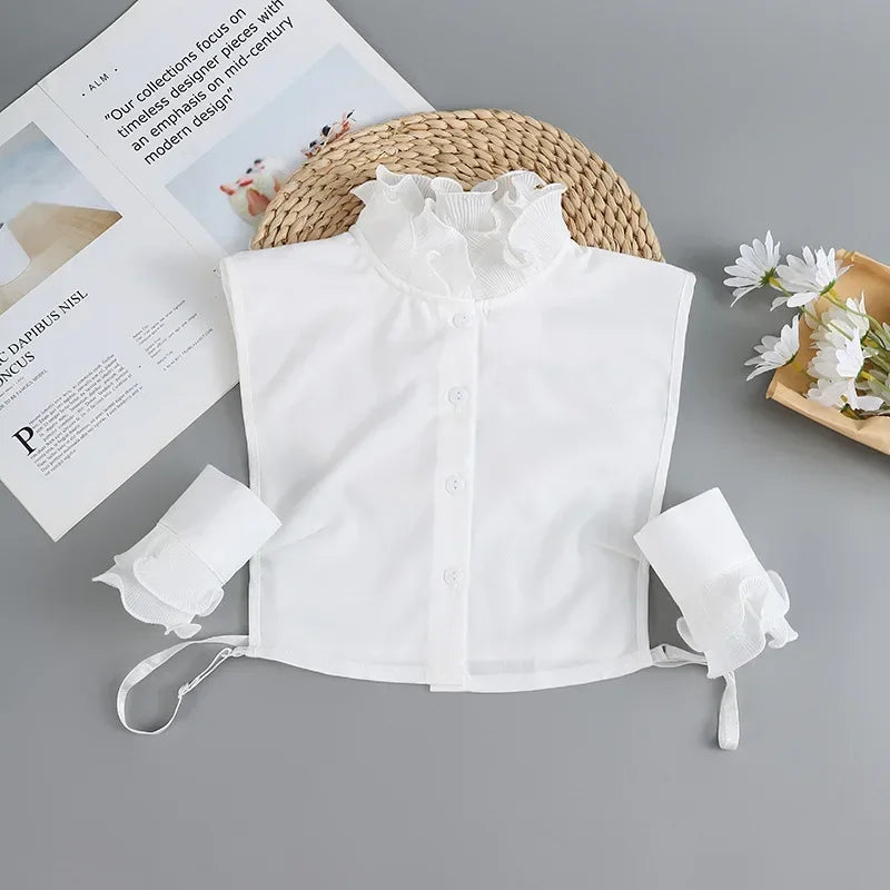 Fashion 2025 Front Tie White Fake Collar for Women Stand Detachable Collar Fake Girls Vintage Lace Ladies False Blouse Collar