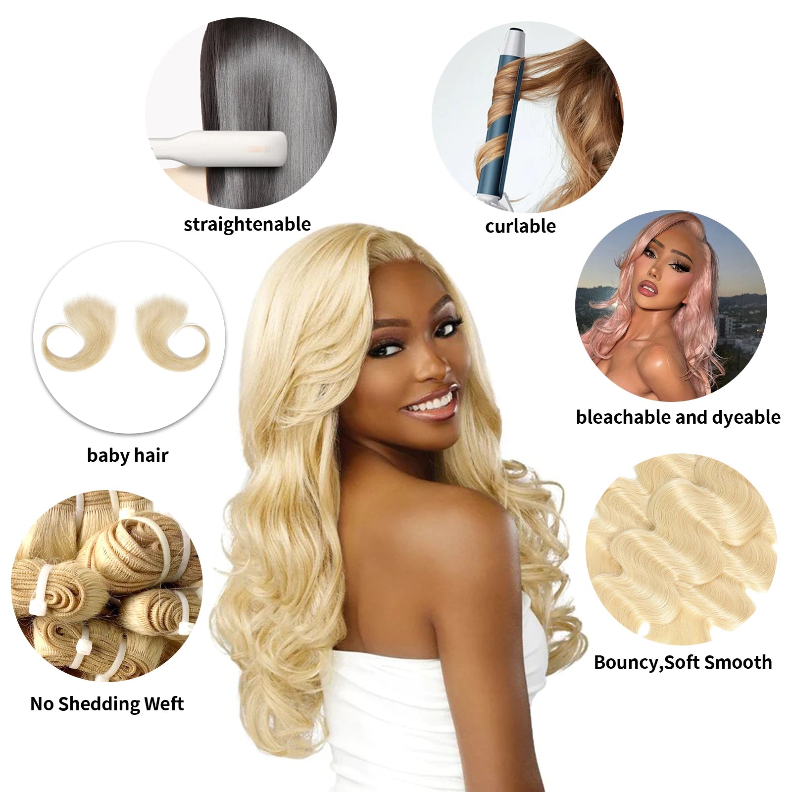 16A Human Hair Bundle Body Wave #613 Honey Blond Color Brazilian Hair Extensions Bundles Human Hair Weave for Women 3 Bundle De