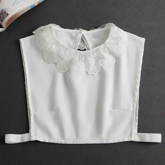 Fashion 2025 Front Tie White Fake Collar for Women Stand Detachable Collar Fake Girls Vintage Lace Ladies False Blouse Collar