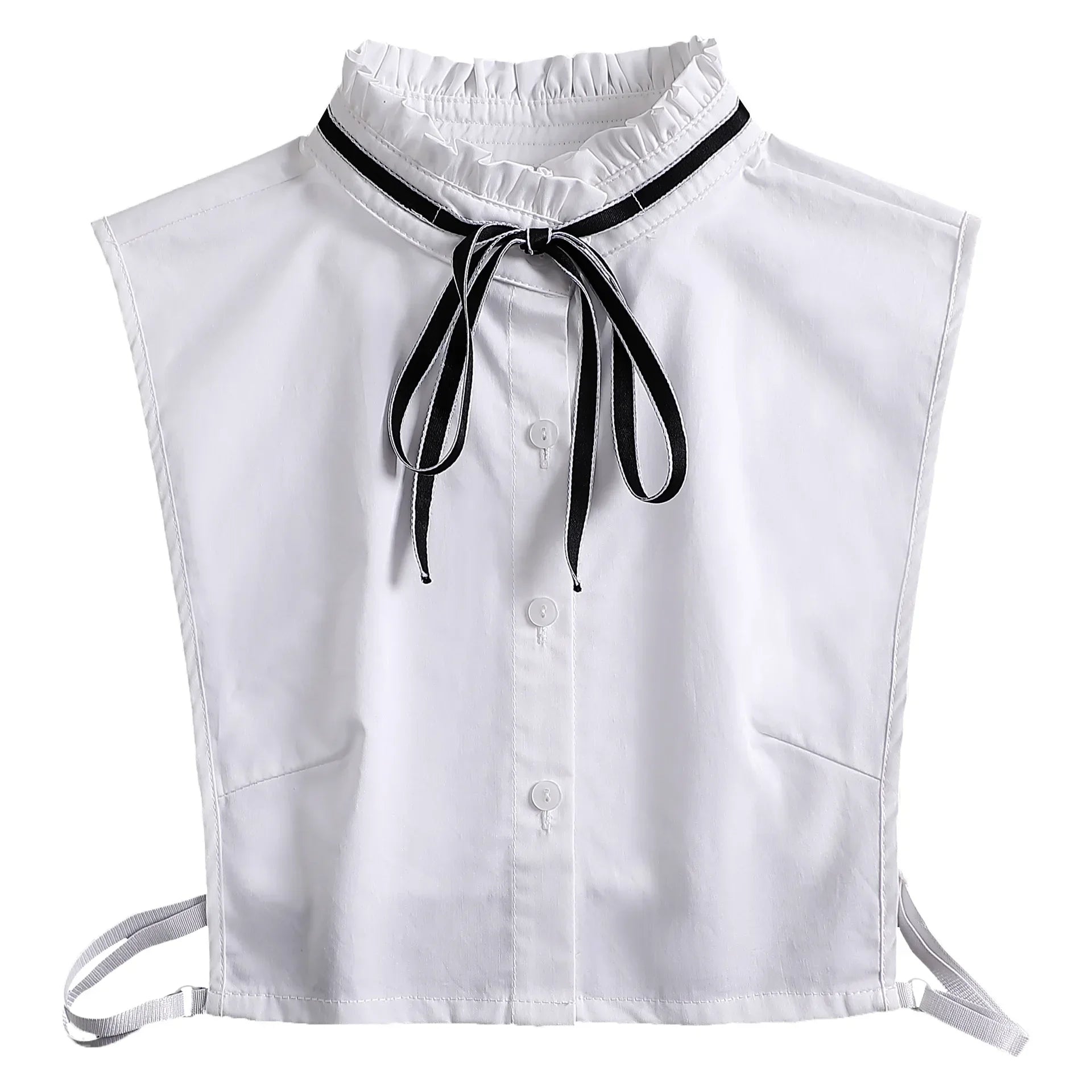 Fashion 2025 Front Tie White Fake Collar for Women Stand Detachable Collar Fake Girls Vintage Lace Ladies False Blouse Collar