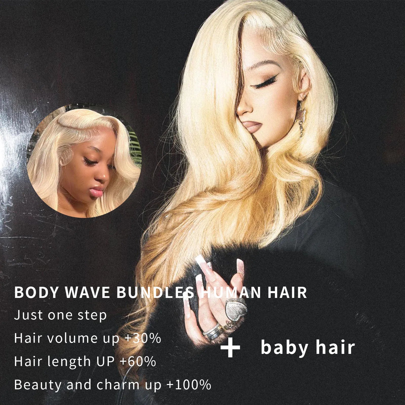16A Human Hair Bundle Body Wave #613 Honey Blond Color Brazilian Hair Extensions Bundles Human Hair Weave for Women 3 Bundle De