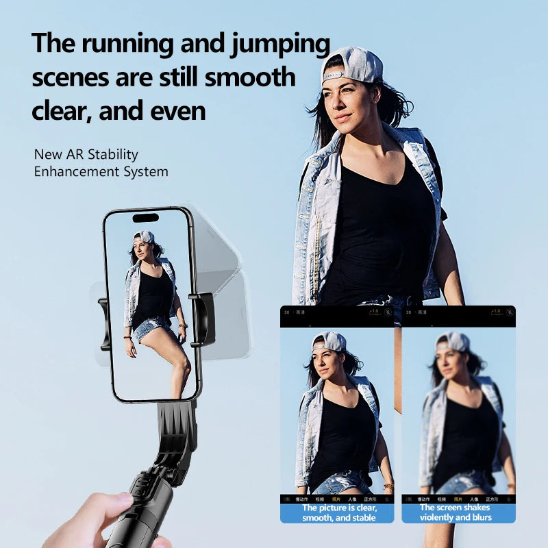 FANGTUOSI Gimbal for Mobile Phone Stabilizer, 360 Auto Rotation Desktop Follow Gimbal with Fill Light Remote for iPhone Android