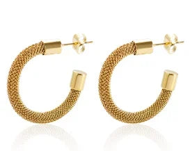 Luxury Shiny Zircon Hoop Earrings for Women Trendy Golden Stainless Steel Wed Ear Geometric Circle Earring Jewelry Pendientes