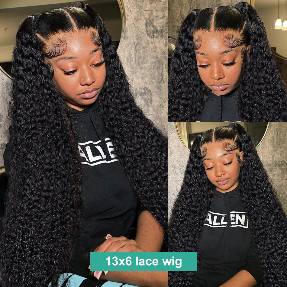 200% Loose Deep Wave Lace Frontal Wigs Brazilian 30 32Inch Curly Water Wave 13x6 HD Lace Front Wig 5x5 Closure Wig For Women