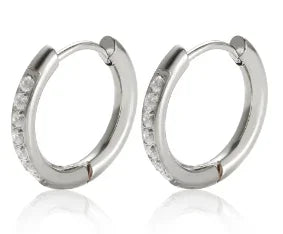 Luxury Shiny Zircon Hoop Earrings for Women Trendy Golden Stainless Steel Wed Ear Geometric Circle Earring Jewelry Pendientes