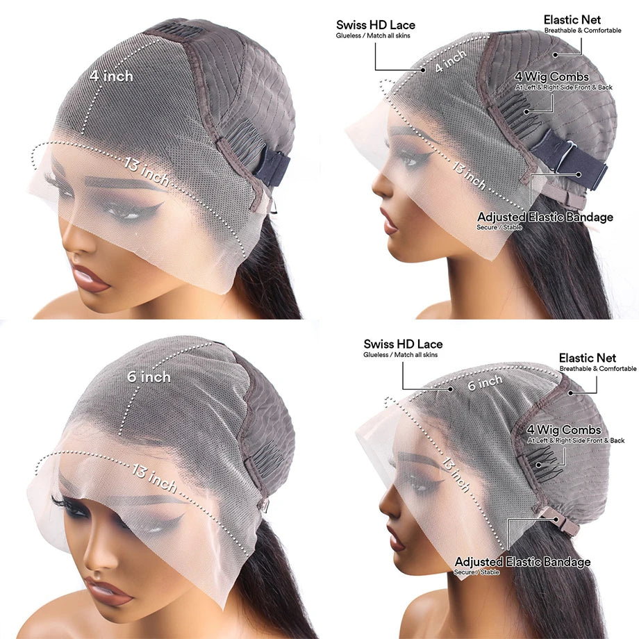 High Density 13x6 Hd Lace Frontal Wig Black Bone Straight Human Hair 30 40 Inch 13x4 Lace Front Brazilian Wigs For Women Choice