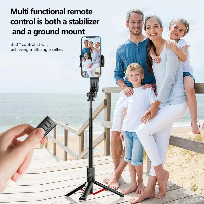 FANGTUOSI Gimbal for Mobile Phone Stabilizer, 360 Auto Rotation Desktop Follow Gimbal with Fill Light Remote for iPhone Android