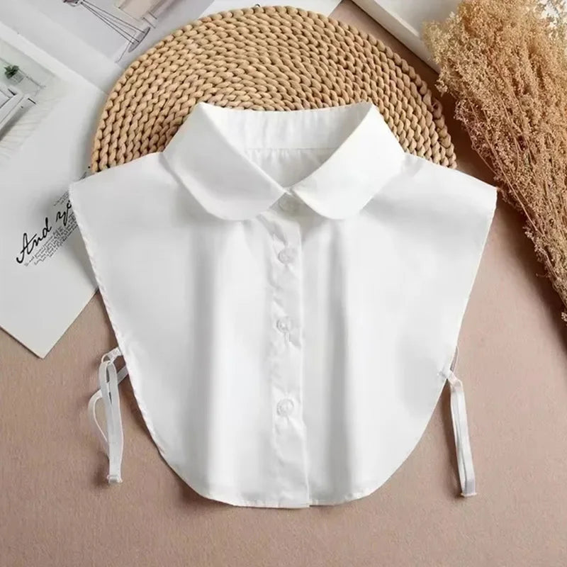 Fashion 2025 Front Tie White Fake Collar for Women Stand Detachable Collar Fake Girls Vintage Lace Ladies False Blouse Collar