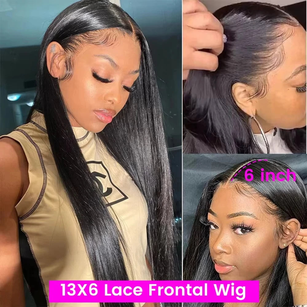 Lafino 200% Density Hd Lace Wig 13x6 Human Hair Straight 13x4 Lace Front Wig Human Hair Bone Straight Black Wig Brazilian Hair