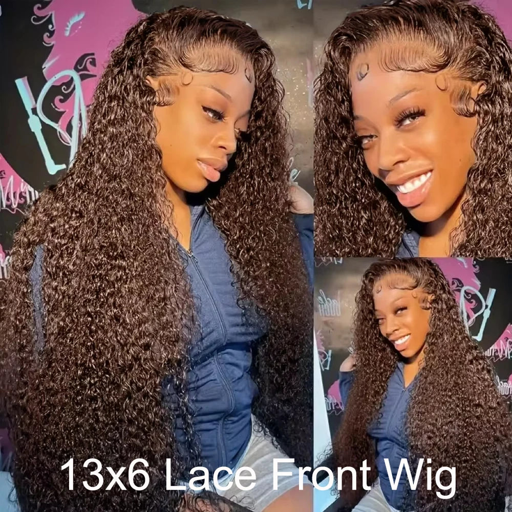 Jerry Curly 30 inch Chocolate Brown 13x6 HD Lace Front Wigs 13x4 Transparent Lace Frontal Human Hair Wig For Women Pre Plucked