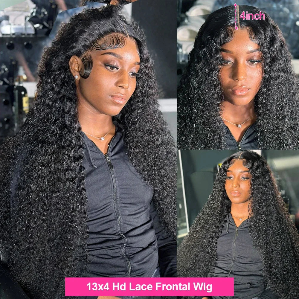 250 Density 13x6 Hd Lace Frontal Wig Human Hair Kinky Curly Wigs Human Hair 30 40Inch Brazilian Loose Deep Wave Lace Front Wig