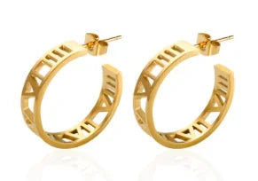 Luxury Shiny Zircon Hoop Earrings for Women Trendy Golden Stainless Steel Wed Ear Geometric Circle Earring Jewelry Pendientes